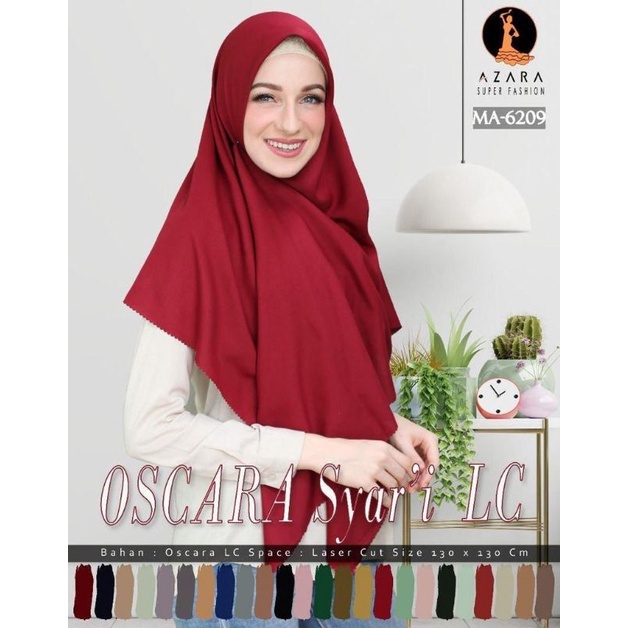 OSKARA SYAR'I AZARA LC | Hijab SegiEmpat POLOS JUMBO IMPORT | Ukuran 130 X 130 cm