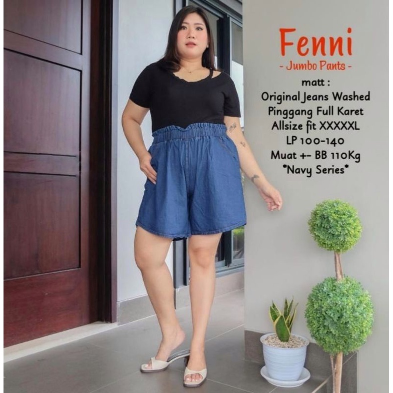 CELANA PENDEK WANITA / HOTPANTS JUMBO JEANS DENIM BIG SIZE MUAT BB 100KG ASLI