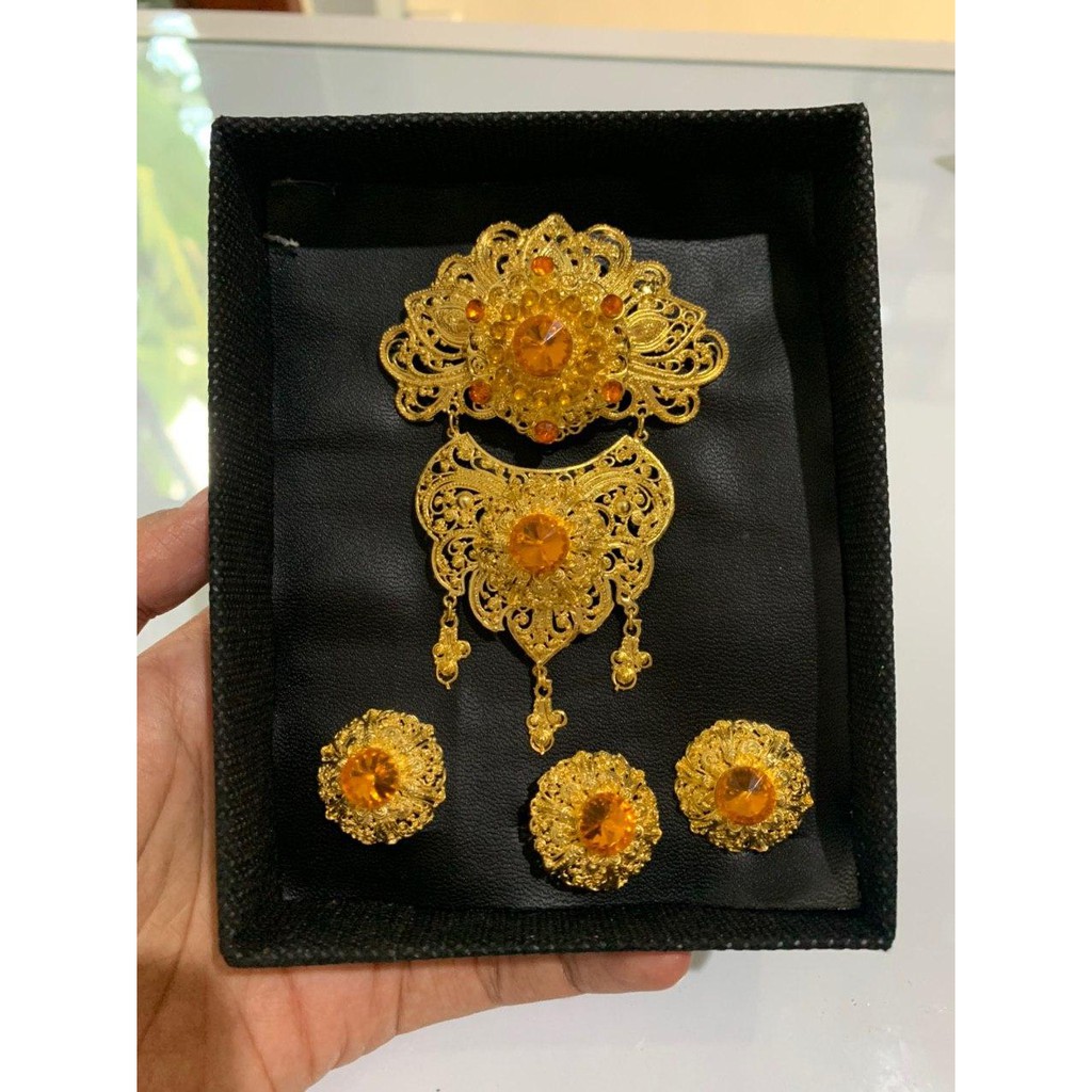 Bros alpaka bali motif kipas sirkon korea-kuning