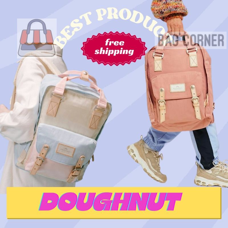 BagCorner - (READY STOCK) Backpack Doughnut Macaroon Large Kombinasi Pastel Ribbon Terlengkap