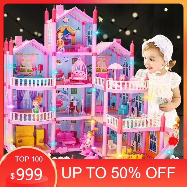 DV20A rumah Princess mainan Castle 56cm mainan rumah boneka mainan perempuan besar Villa Hut rumahan