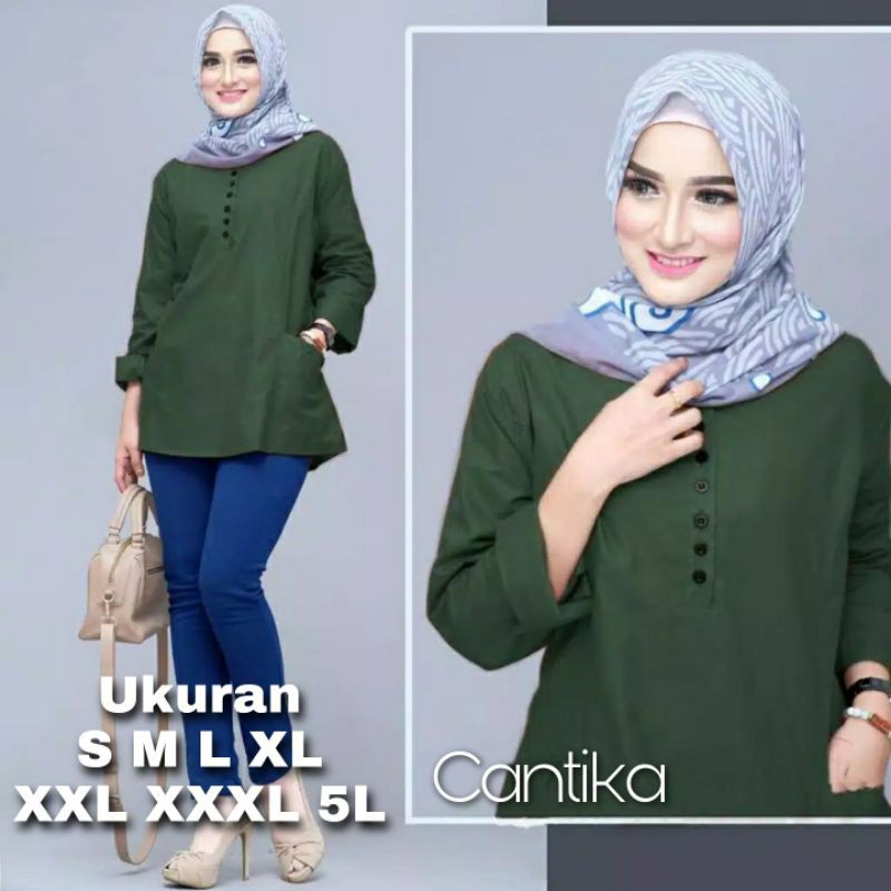 Cantika Blouse Atasan Big Size Ukuran Size S M L XL 2XL 3XL 4XL XXL XXXL  XXXXL 2L 3L 4L 5L  Atasan Blouse Wanita Jumbo Atasan Big Size Kemeja Kerja Korea Over Size