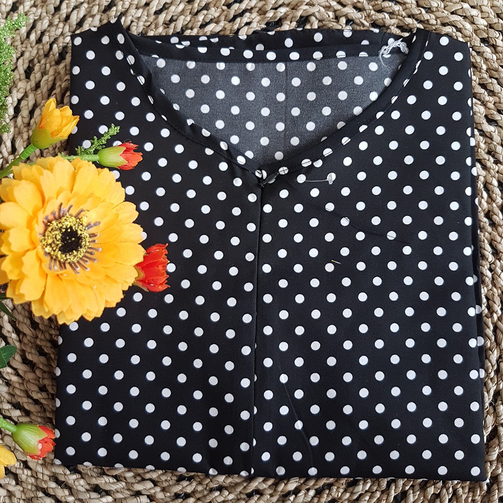 Gamis Citra Embos / Gamis Wanita Muslim / Gamis Syari Embos-Polkadot Hitam