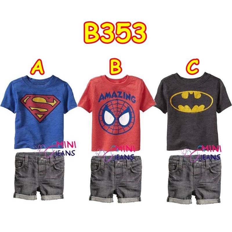 B353 SETELAN BAJU ANAK - SETELAN JEANS PENDEK