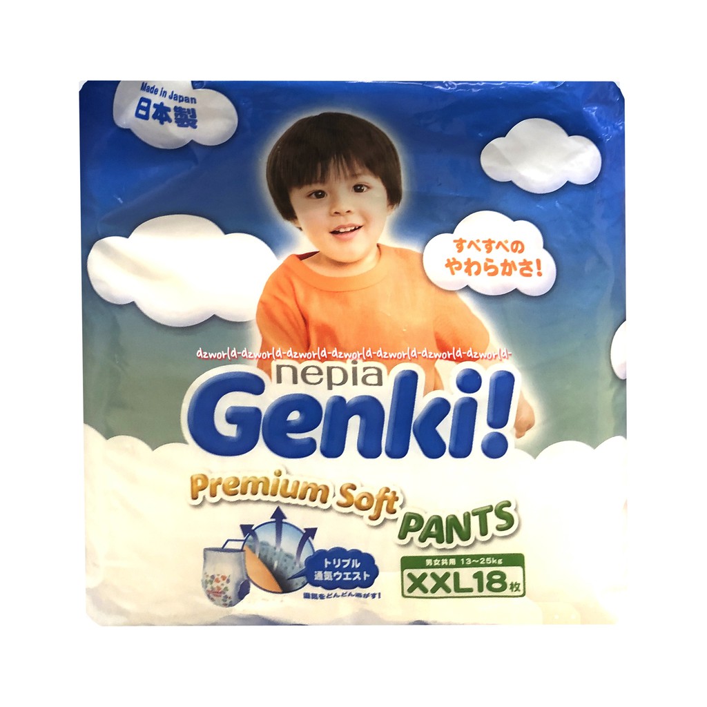 Nepia Genki Premium Soft Pants XXL 18 Popok Celana Anak 13-18Kg Neppia Genkki XXL18