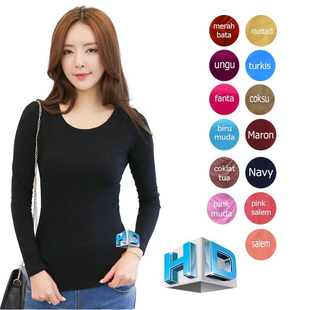 HD/  HD Kaos Panjang Wanita Model Oneck / atasan wanita / kaos basic panjang / fashion wanita muslim
