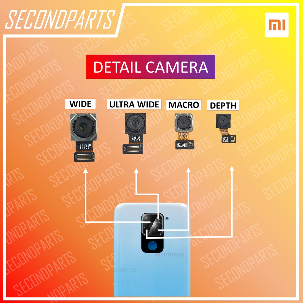 KAMERA BELAKANG XIAOMI REDMI NOTE 9 ORIGINAL COPOTAN