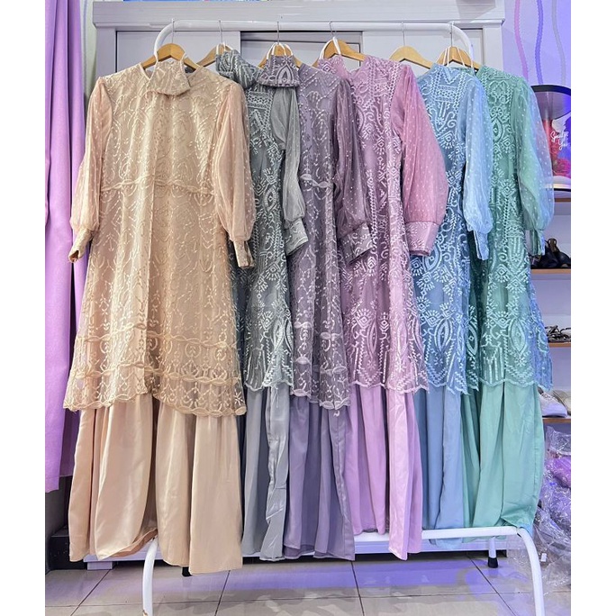 [ijuf] Gamis Dress Brukat Raya Lebaran kondangan fuji evolvera puthic alunicorn