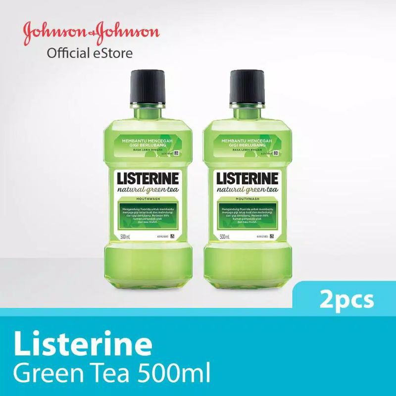 listerine green tea banded 500 ml isi 2 pcs