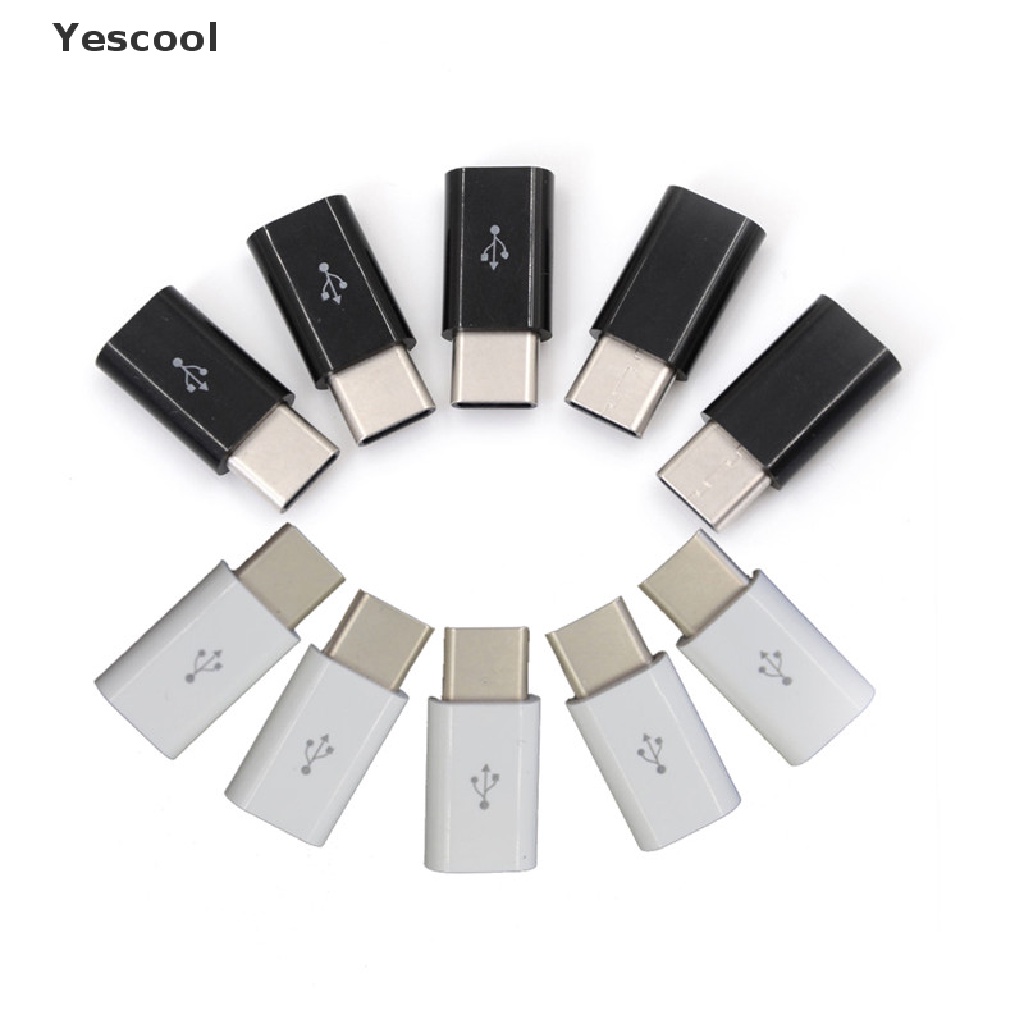 Yescool 5pcs Adapter Konverter USB 3.1 Tipe-C Male Ke Micro USB 3.1