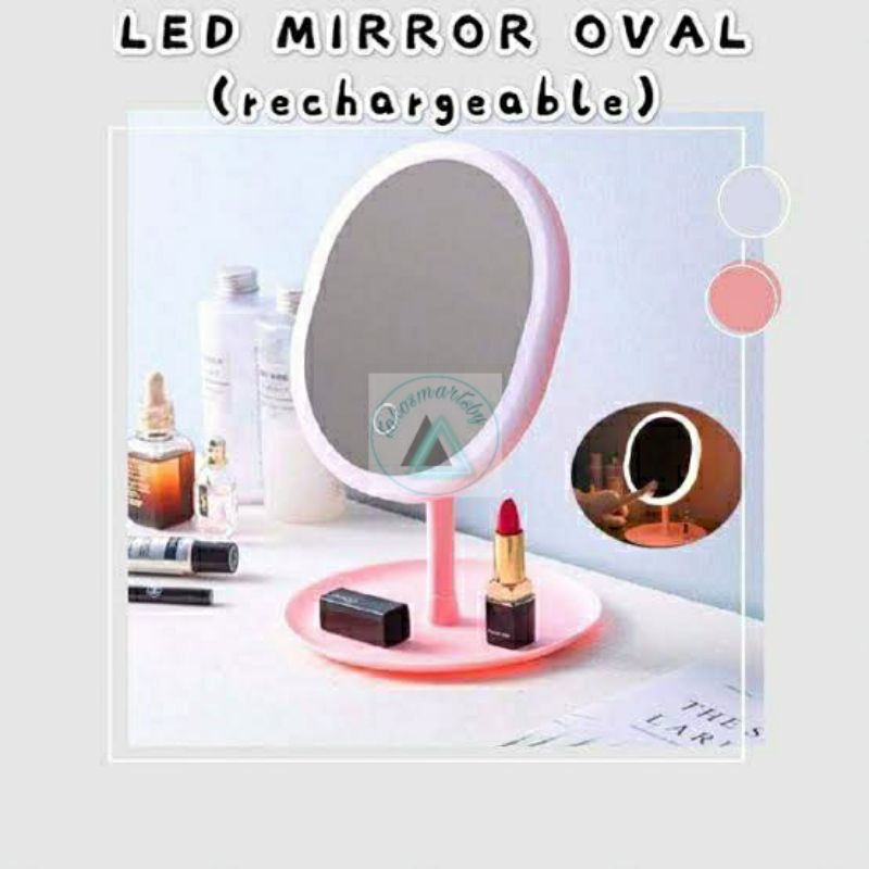 Cermin Make Up LED Oval AD-01 / LED Makeup Mirror Free Kabel Usb