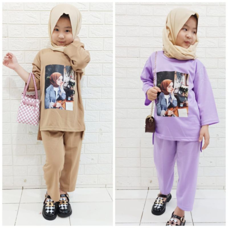 SETELAN PANJANG ANAK PEREMPUAN SELEBEW GAMBAR HIJAB USIA 1-10THN/ TUNIK ANAK TERBARU SELEBEW ANAK PEREMPUAN USIA 1-10THN