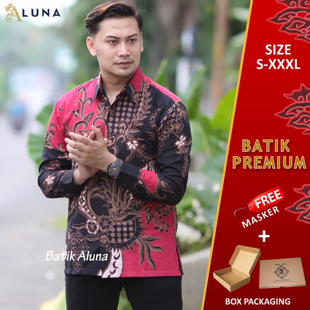 KEMEJA BATIK PRIA LENGAN PANJANG PREMIUM REGULAR MODERN BATIK ALUNA PCW 085