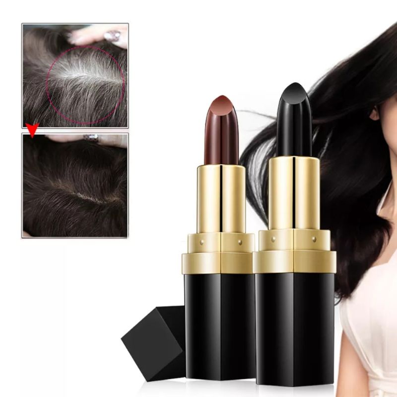 Lipstik Pewarna Rambut Hitam Coklat Stick Penghitam Rambut Uban Putih Instan Portable Stick