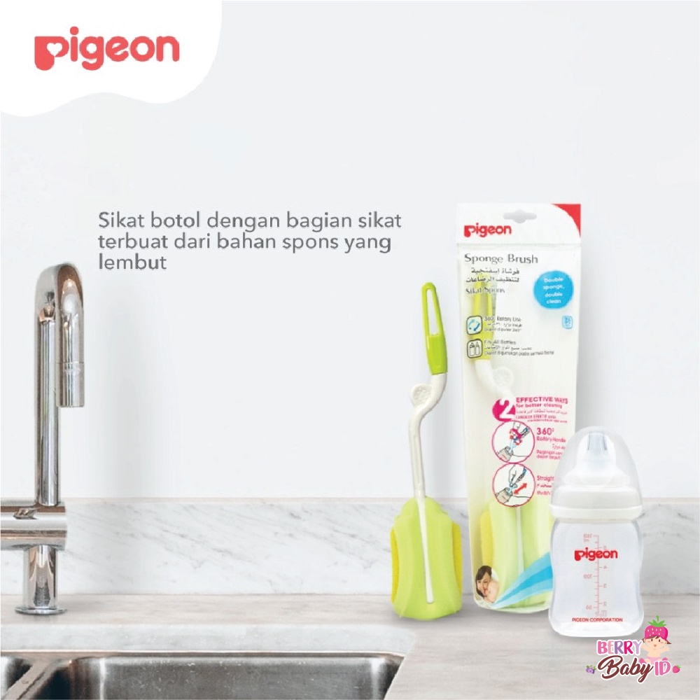 Pigeon Sponge Brush Sikat Busa Pembersih Botol Susu Bayi 360o Berry Mart