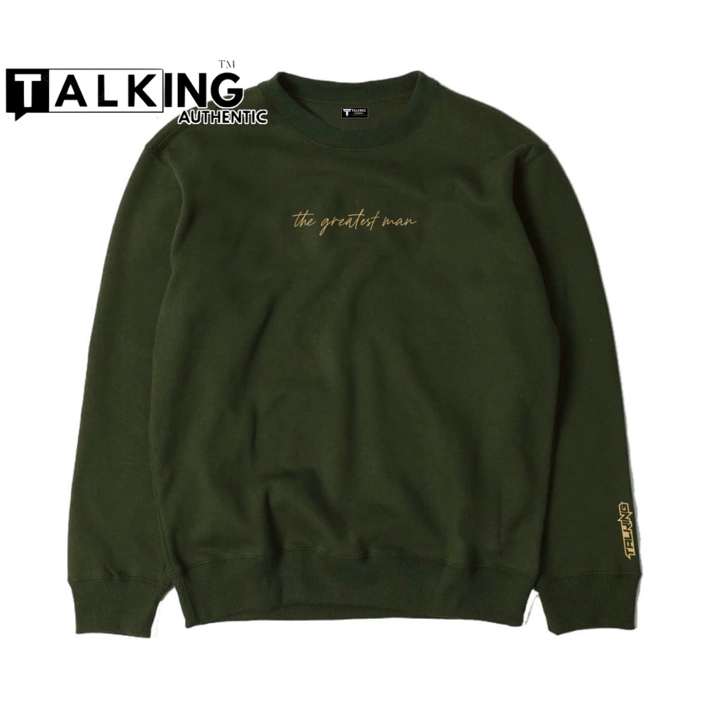 Sweater Oblong Pria Wanita Distro Hijau Army Crewneck THE GREATES MANOriginal Brand Local TALKING AUTHENTIC Switer Lengan Panjang Kerah Bulat Sweter Hodi Bigsize M L XL XXL