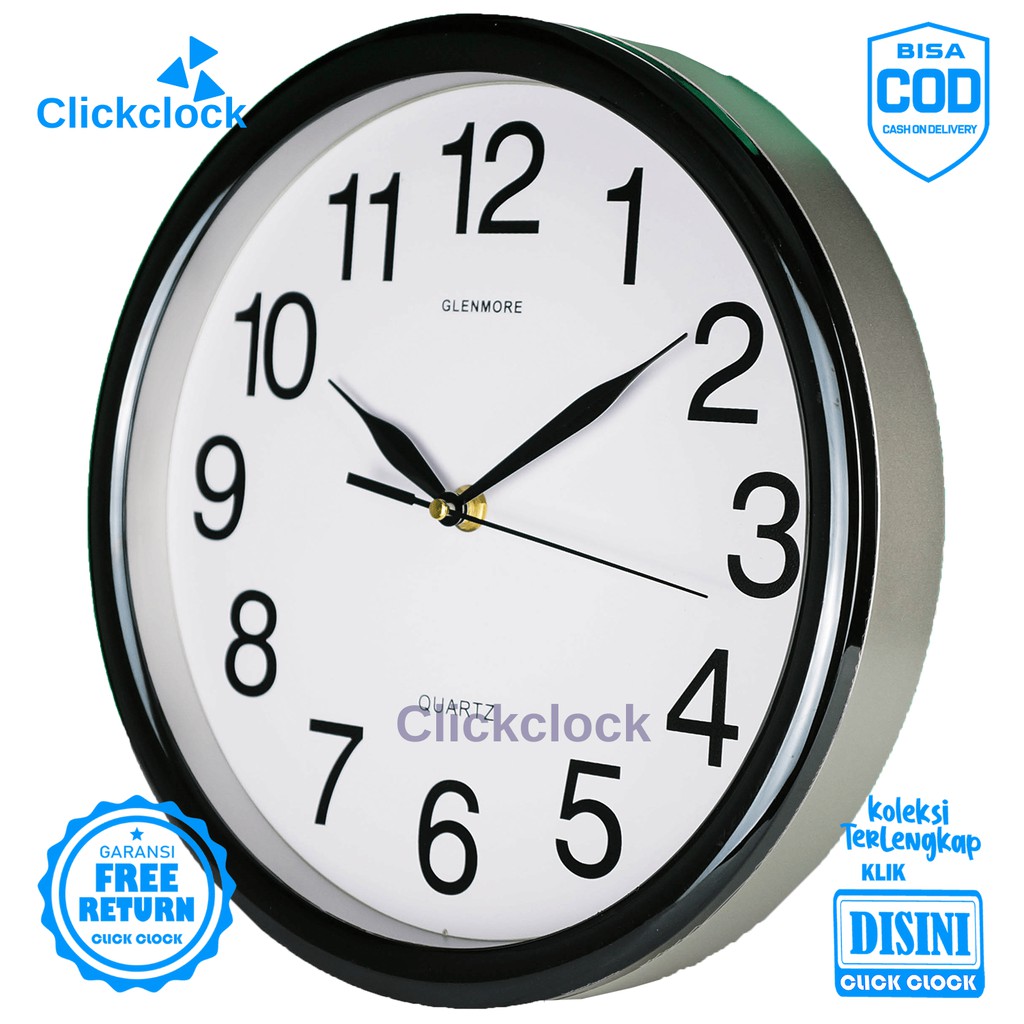 Jam Dinding Quartz Minimalis Gold Silver Gun Glenmore GM-5581P Besar Dekorasi Kamar Unik