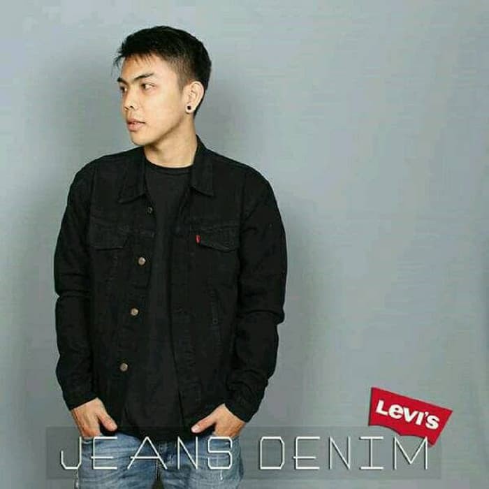 Ready Jaket Cowok Keren☻ Levis Jt Hooded Western Denim  Murah FT198   Hitam Pekat /  Black / - Hita