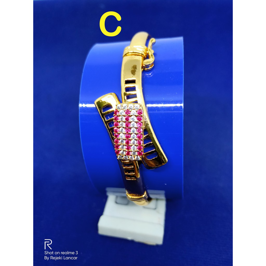 GELANG BANGKOK PERMATA ZIRKON LAPIS EMAS 18K