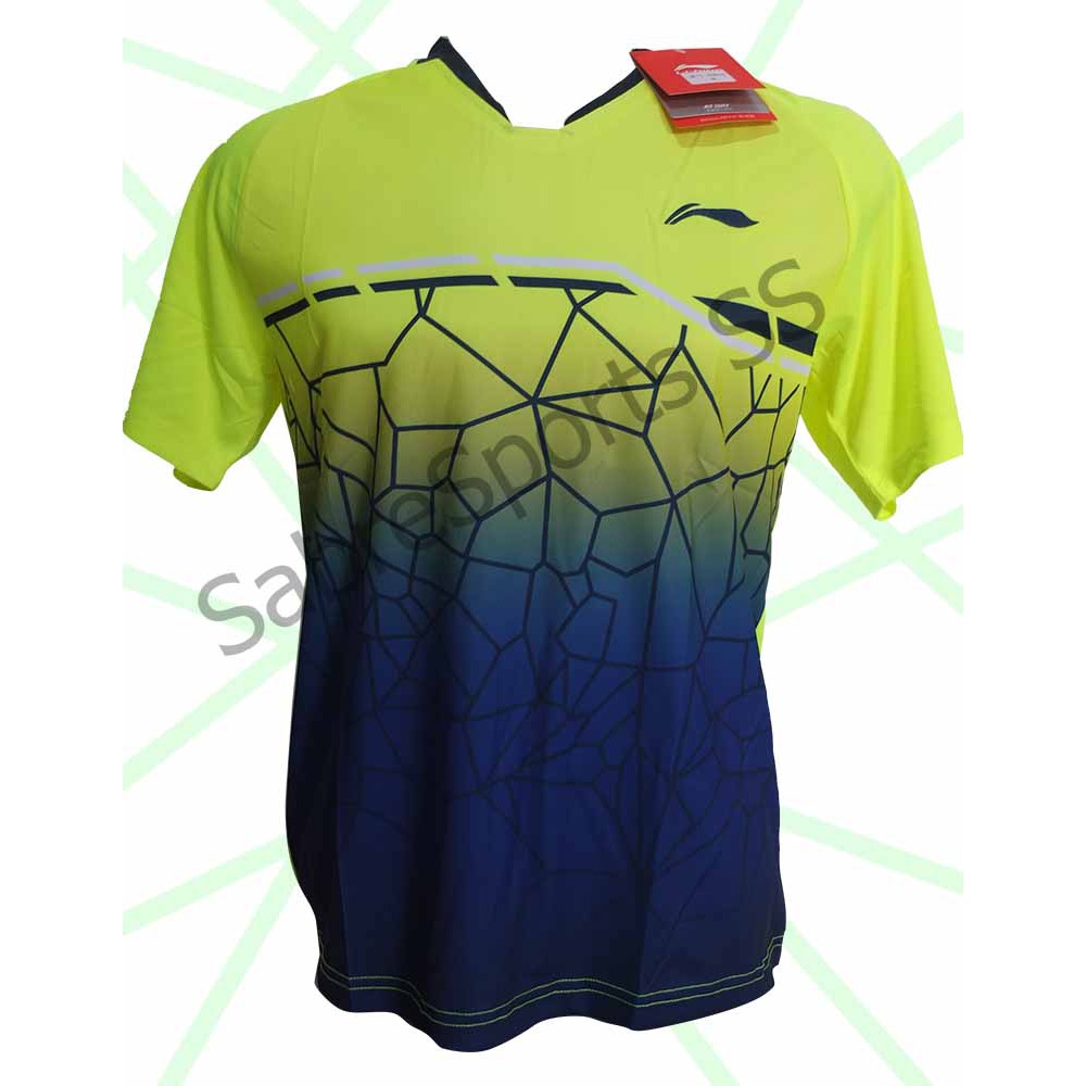 Baju Badminton LiNing Import 6062 Kaos Badminton Li Ning Logo Bordir Stabilo