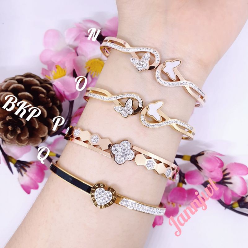 Gelang Bangle Titanium Cantik Fashion Korea Anti Karat &amp; Alergi GBT-64