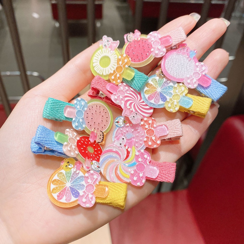 [✅READY STOCK] 10Pcs Jepitan Rambut Anak Jepit Rambut Korea Kids Unicorn Candy Fruit Hair Clips  Penjualan Panas Mode