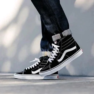 SEPATU SK8 HIGH BLACK WHITE PREMIUM FREE BOX