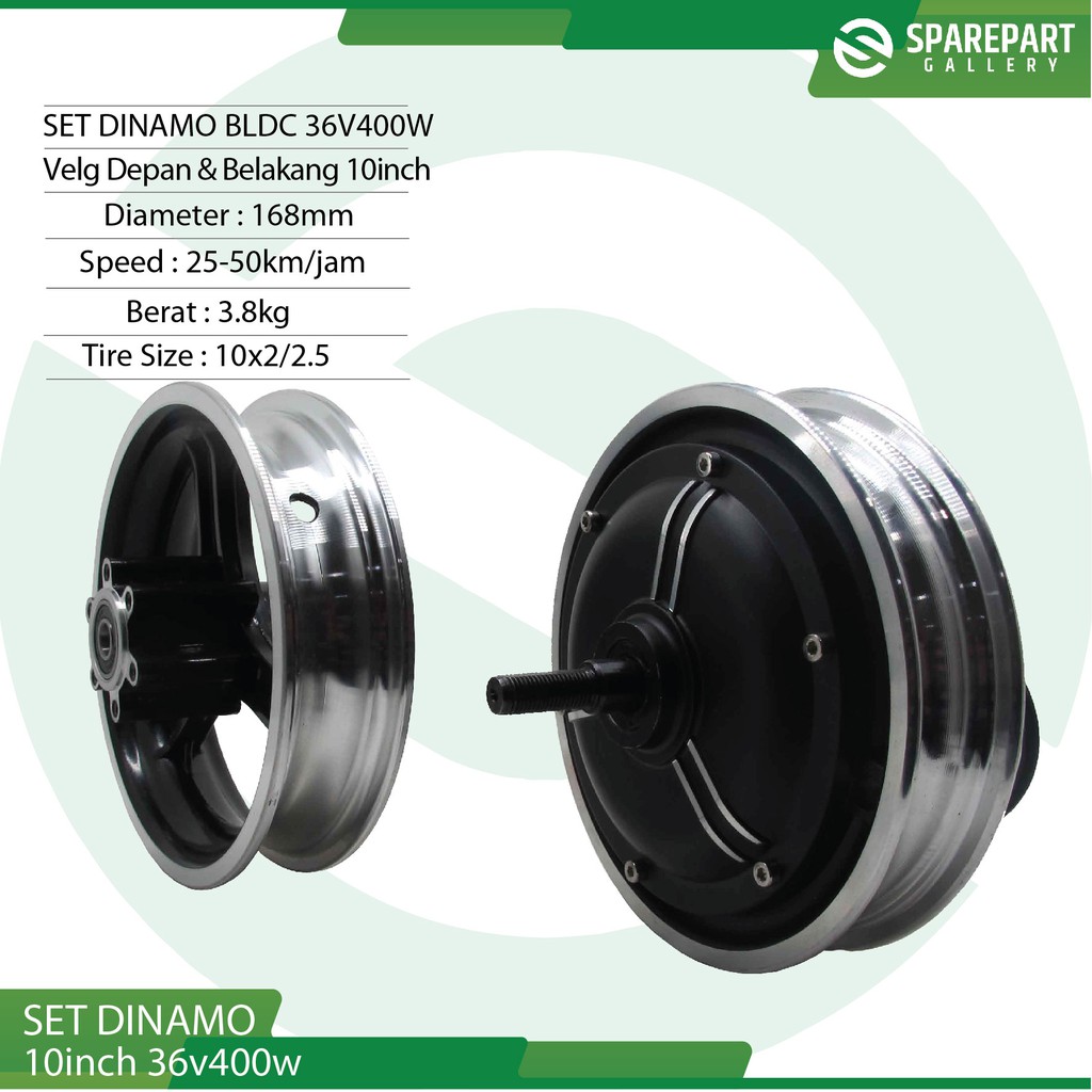 Set Dinamo 10inch 36v400w skuter listrik otoped motor bldc ring10&quot;