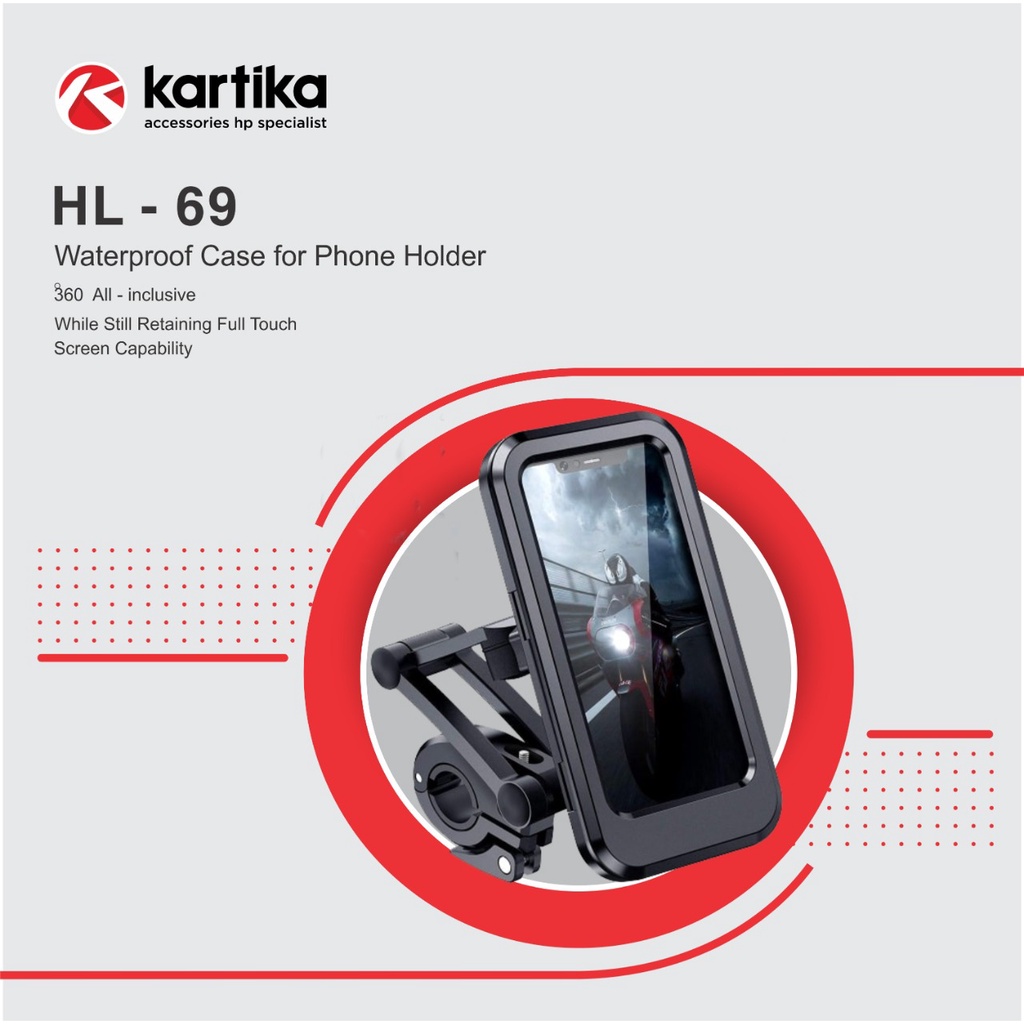 KARTIKA HL-69 Bike Handlebar Waterproof Case Phone Holder Full Touch