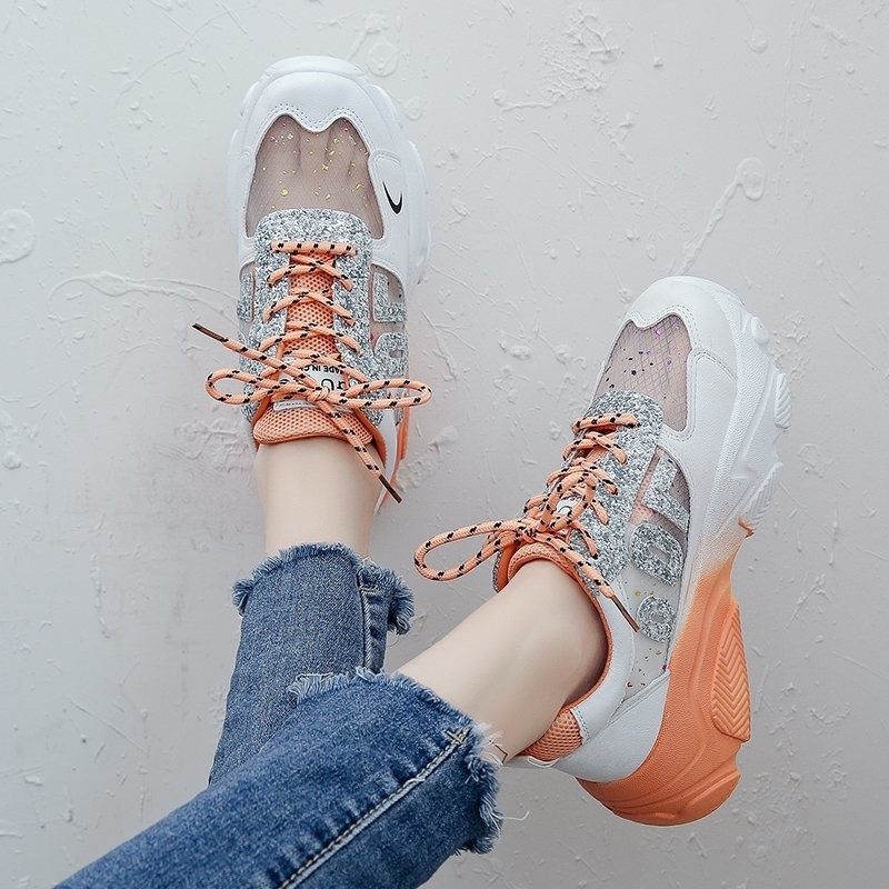 JeniBell - Sepatu Sneakers Wanita Import Julia / Sneakers Wanita Import-Orange