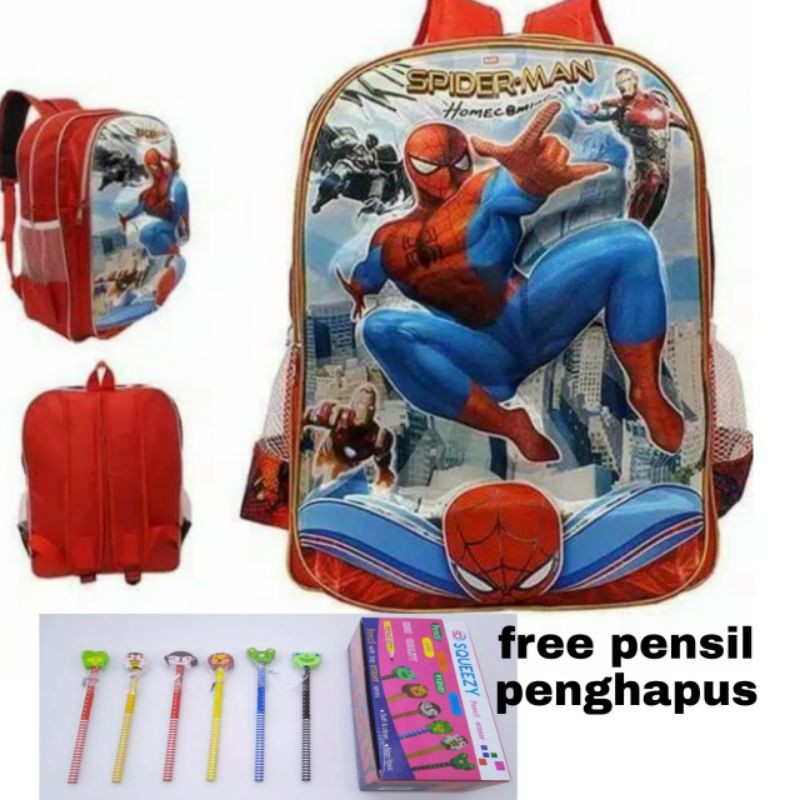 tas spiderman embos anak sd