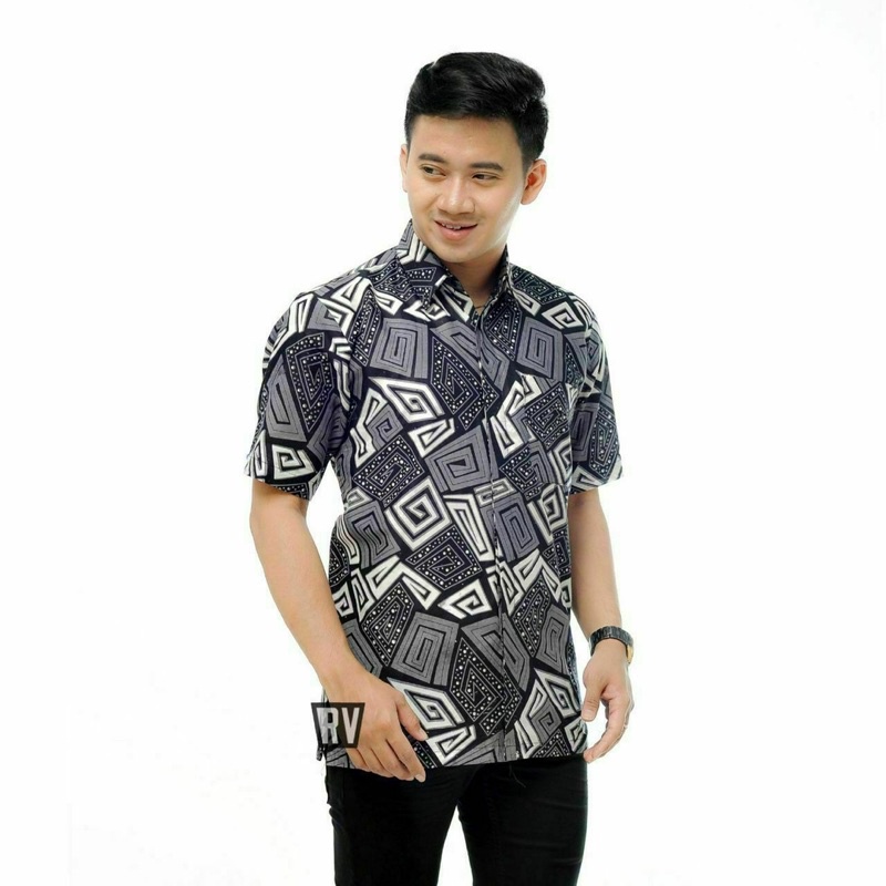 BSWART Batik HRB026 Kenongo Hem Pendek Padi Pekalongan M L XL XXL Batik Pria MURAH terlaris