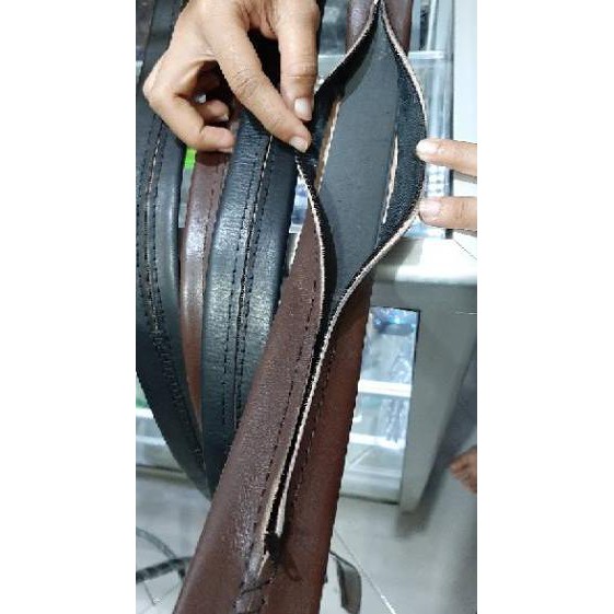 Sale✫ PROMO Gesper Pria Sabuk Ikat Pinggang Pria Kulit Sapi  Sabuk Kulit Asli Resleting Tengah (´