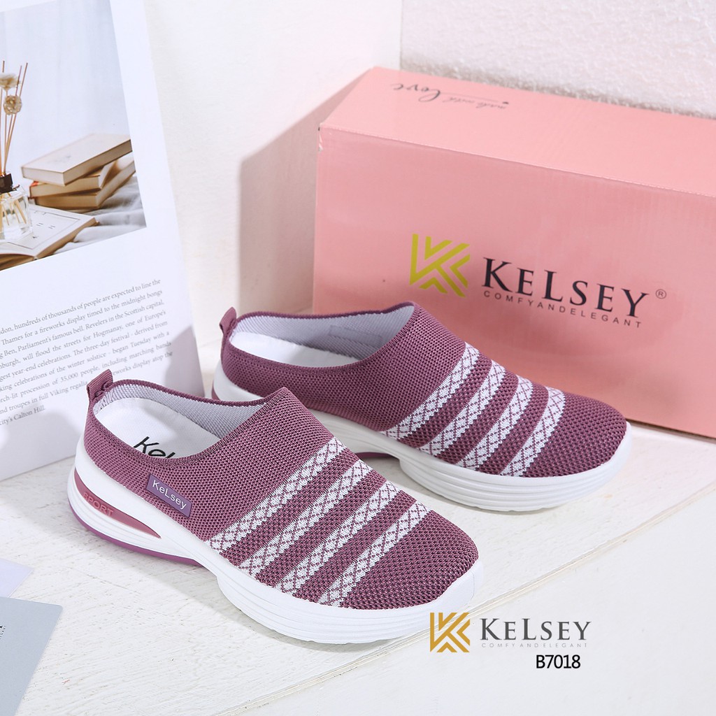 Kelsey Sandal FlyKnit Wedges 4cm Selop Wanita B7018