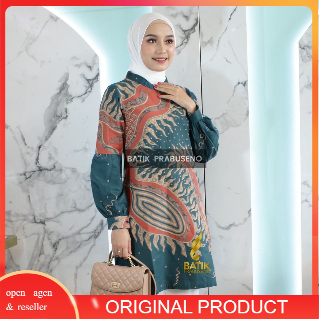Batik Prabuseno - ZOYA Tunik Batik Wanita Lengan Panjang Baju Atasan Batik Wanita Terbaru Bahan Katu