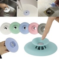Saringan Penutup Lubang Wastafel Saluran Air Kamar Mandi Penutup Lubang Saluran Air Wastafel  Saringan Wastafel Bulat Silikon Bisa Pilih Warna