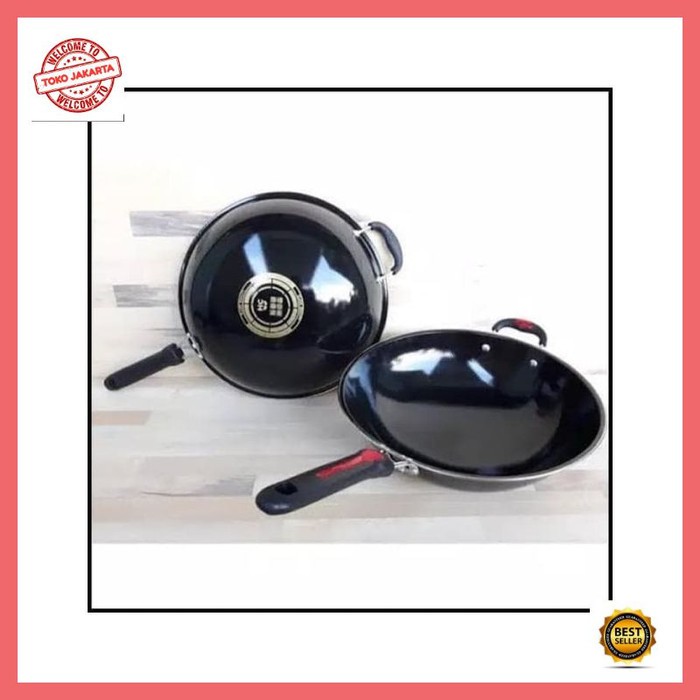 Panci masak wok Wajan Frypan Enamel Anti Lengket 34 cm 1000 celcius