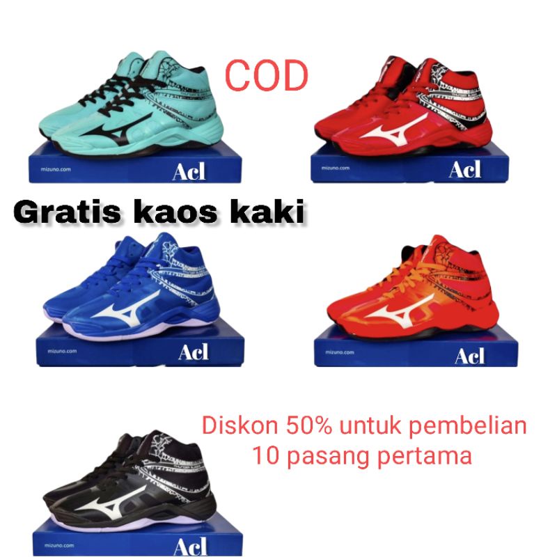 Sepatu Mizuno Thunder Blade 2 Mid Sport Olahraga Volly Voley Voly Cowok Cewek Spatu Voli Volli Pria 