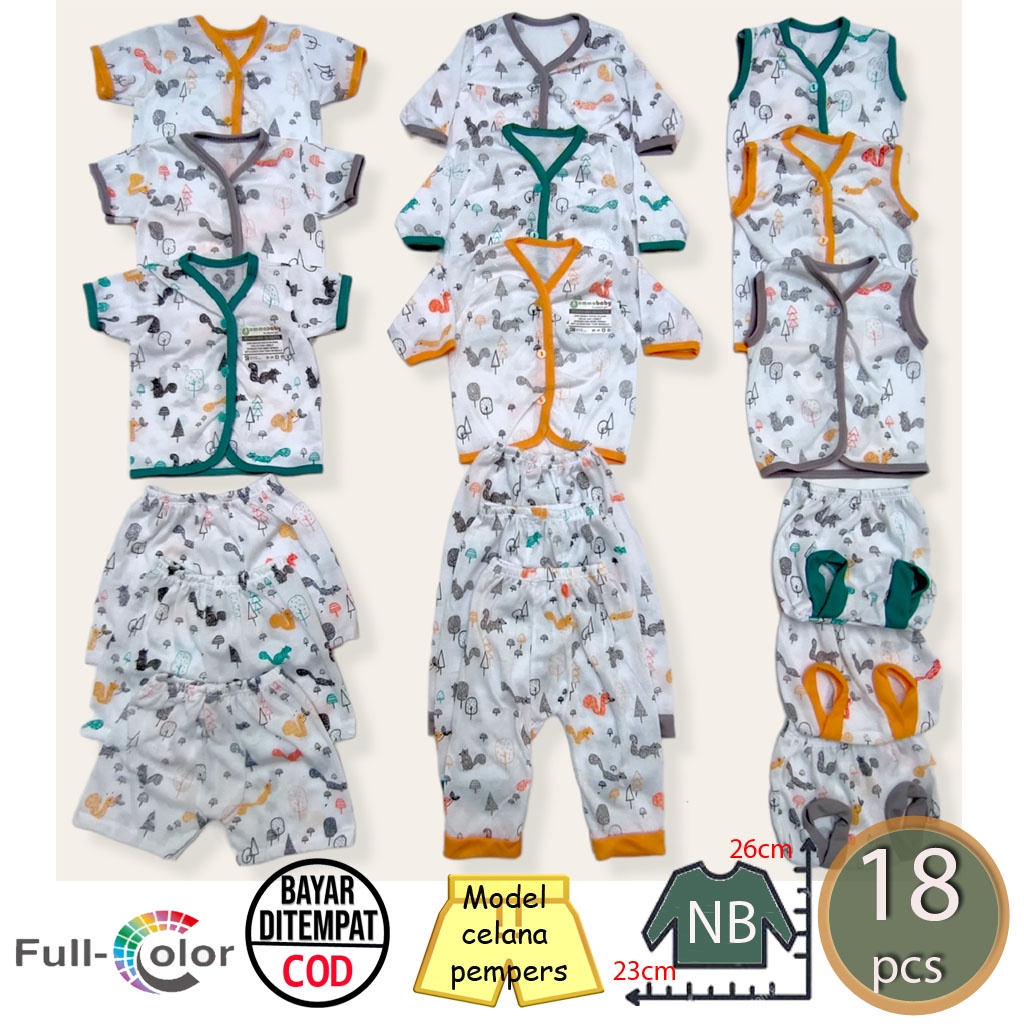 18 Pcs Baju Bayi Celana Bayi Setelan Bayi Baru Lahir Gift Set Baby Newborn Kado Baju Bayi Murah Tabur Animal Murah