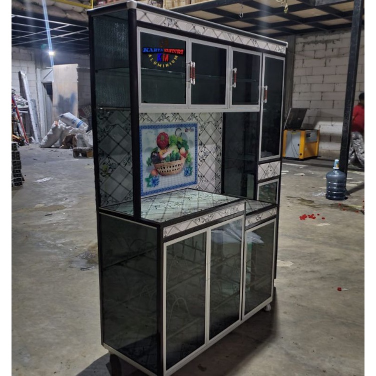 Rak piring / Rak Dapur / Rak sayur Aluminium / 4 Pintu