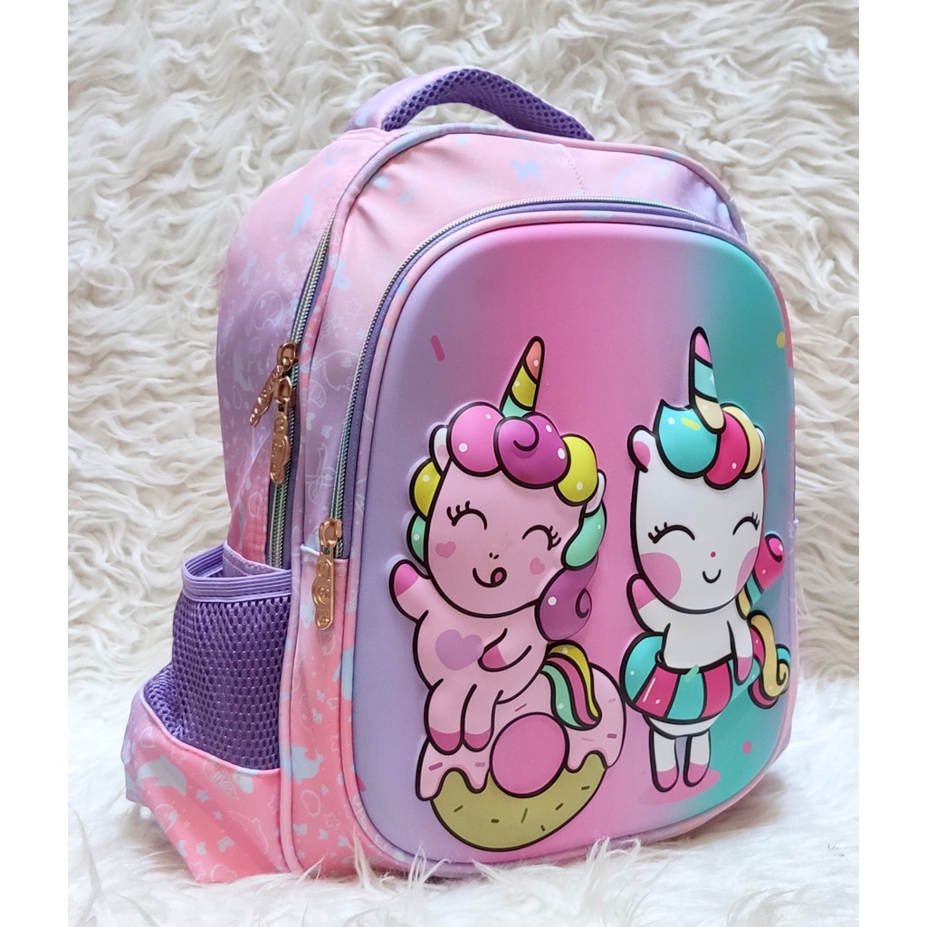 Tas Ransel Sekolah Anak TK Karakter Spiderman Frozen Unicorn HSD7013 toko-asemka