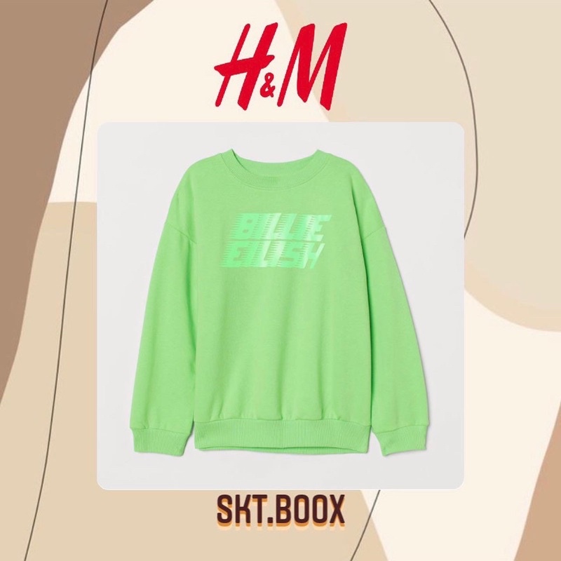 Crewneck Billie eilish hijau Neon Original HnM, Promo,Flash Sale,Diskon, Gratis ongkir, Cashback,Vou