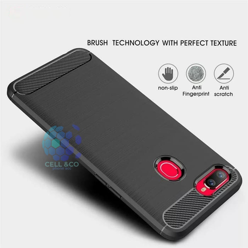 CASE CARBON OPPO A12 casing hp silikon softcase case premium carbon cover