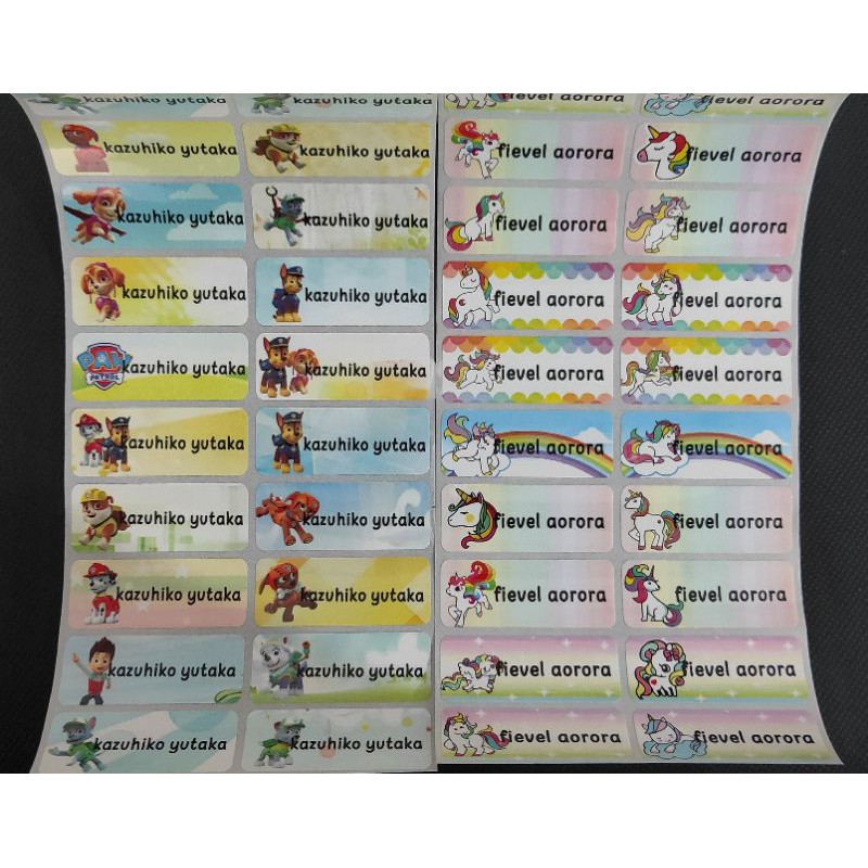 

Stiker Label Nama Name Sticker Waterproof Polos