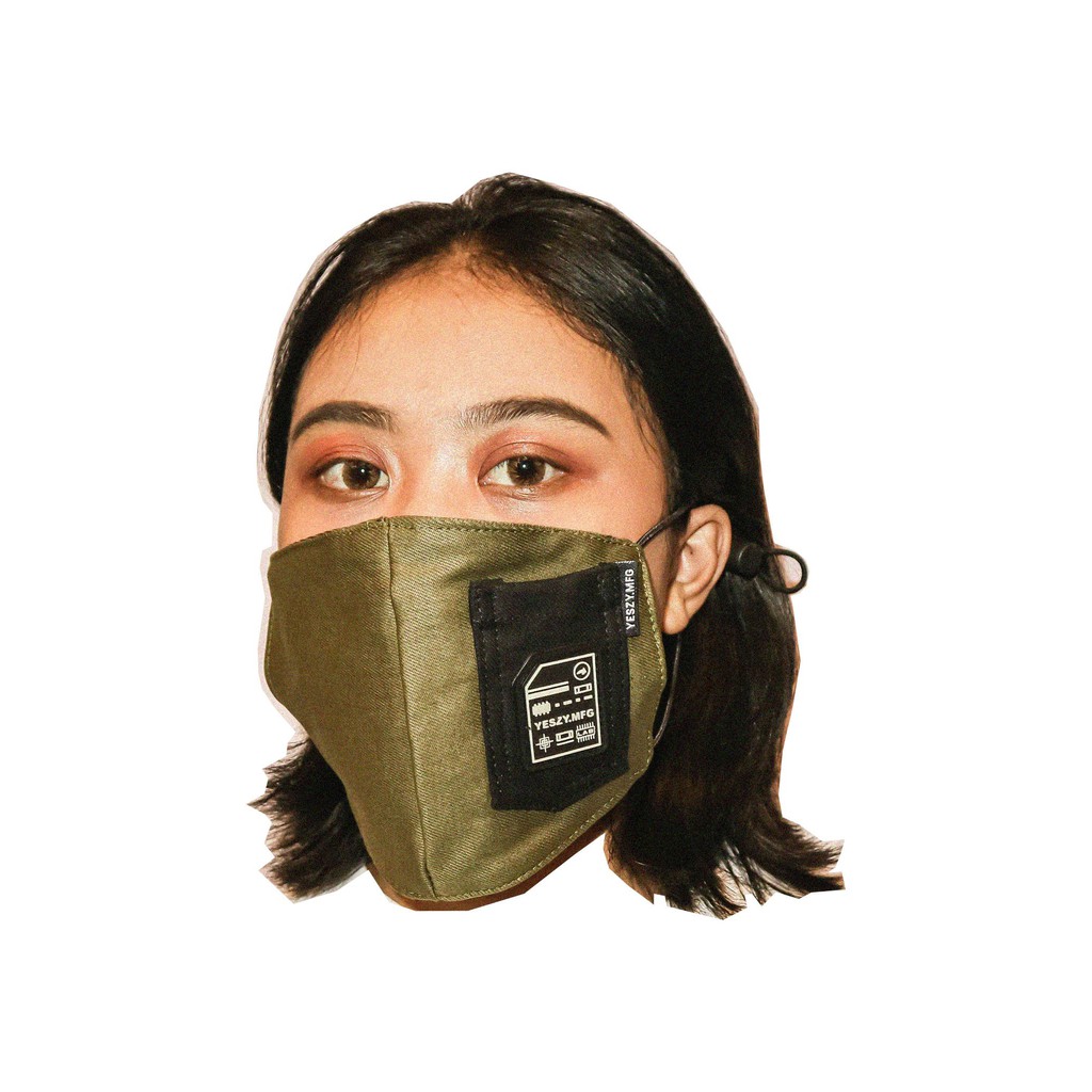 YESZY.MFG - Pocket Rubber Patch Logo Olive Mask