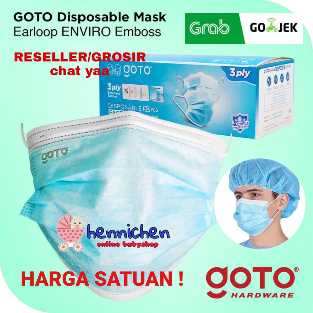 1 PCS 3 PLY FACE MASK MASKER EARLOOP KESEHATAN SATUAN