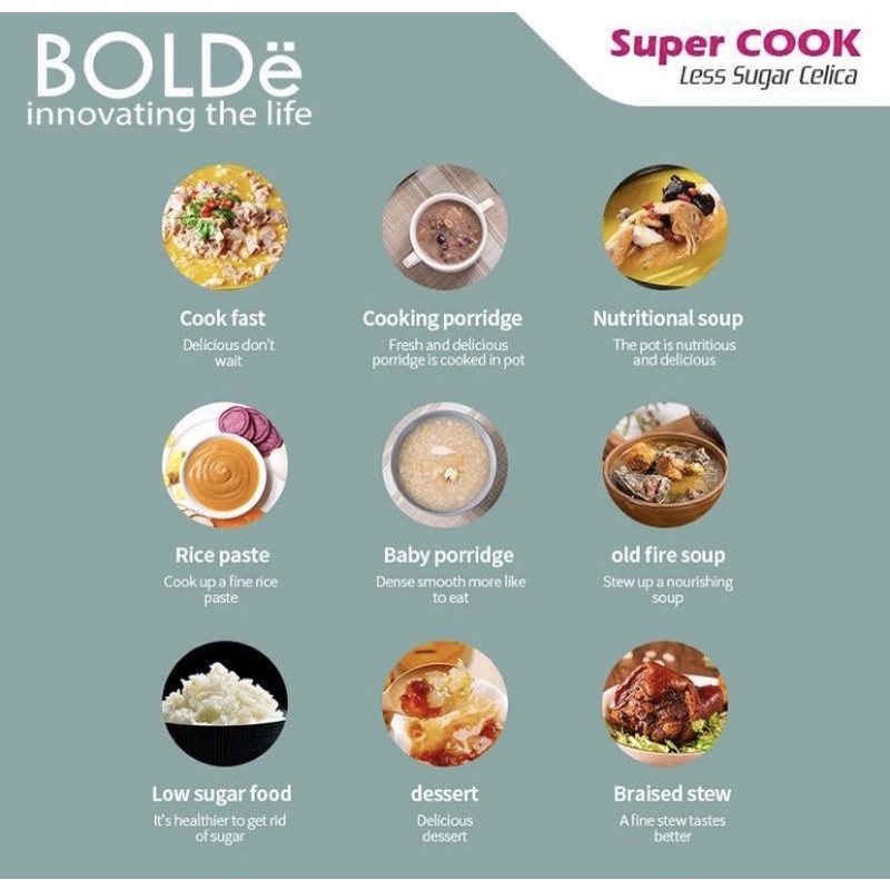 BOLDe SUPER COOK LESS SUGAR CELICA 1,2 LITER - MAGIC COM DIGITAL - RICE COOKER - Low Carbo Diet