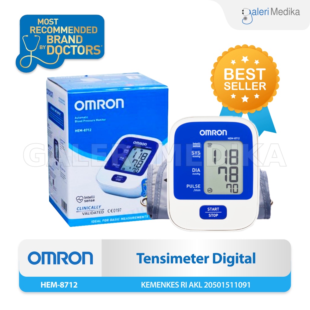 Tensimeter Digital Lengan Omron HEM 8712 / HEM8712 / HEM-8712 Dengan Teknologi Intellisense