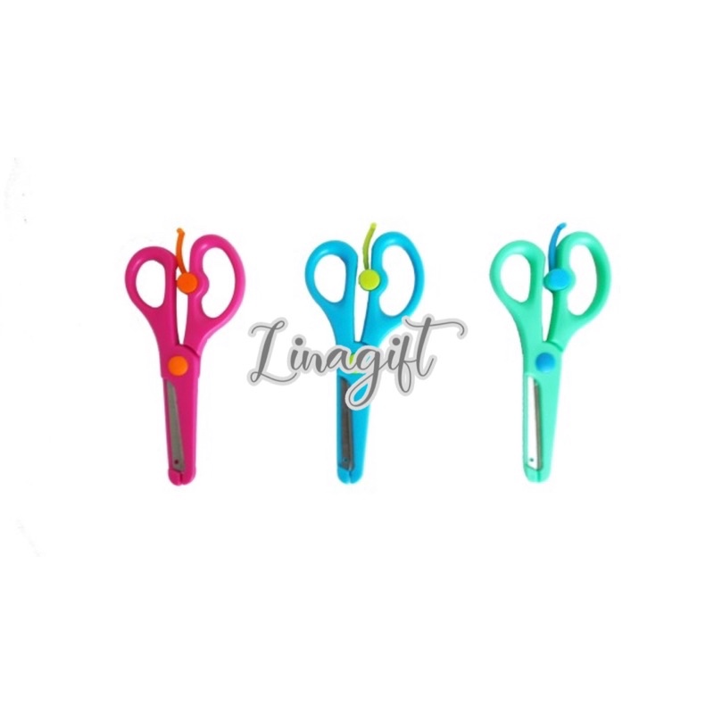 ( Ecer ) PLASTIC SAFETY SCISSOR - STAINLESS STEEL - GUNTING PLASTIK DG PENGAMAN STAINLESS ANAK MULTIGUNA - MEDIUM SIZE MURAH TAJAM TIDAK LANCIP AMAN - DIY PRAKARYA KERAJINAN TANGAN