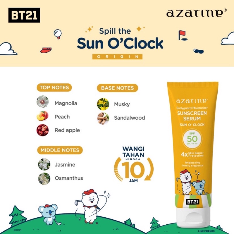 (BISA COD) AZARINE WITH BT21 PRESENT THE BODY GUARD SUNSCREEN SERUM SPF50 PA++++ WITH LUXURY FRAGRANCE